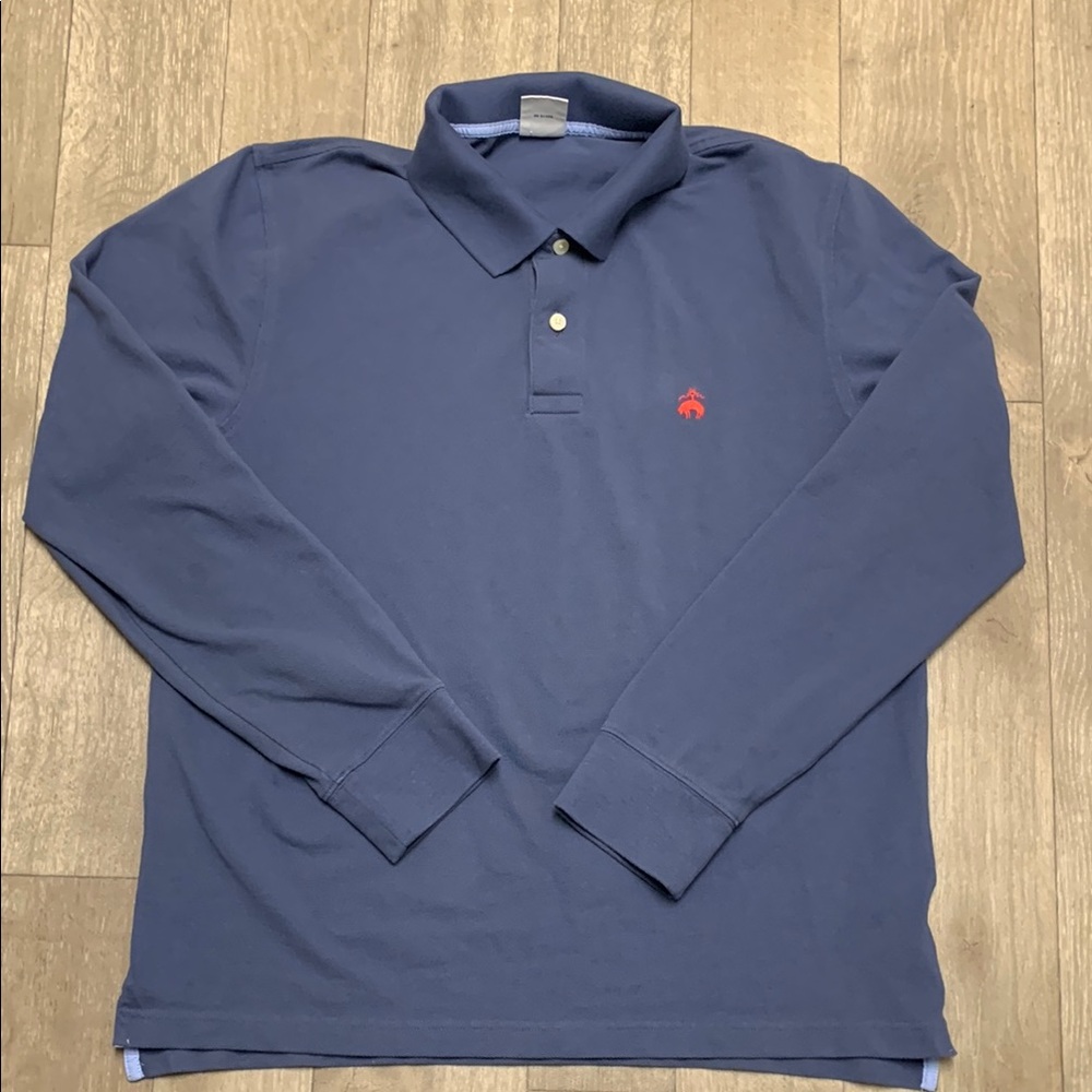 Brooks Brothers Navy Blue Long-Sleeve Polo with Red Logo